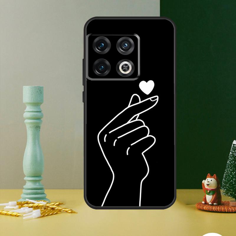 Korean Finger Heart Love Phone Case For OnePlus 13 12 11 13R 12R 10R 9 10 Pro 8T 9RT 10T Nord 4 CE 2 3 Lite N20 N30