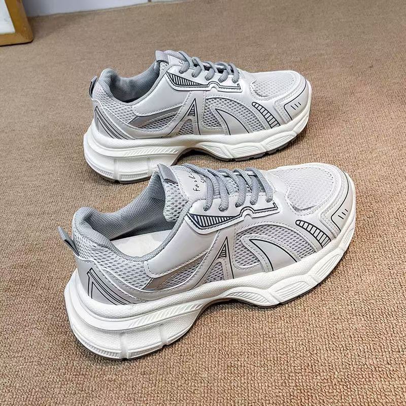 New Soft-soled Women's Thick-soled Mesh Versatile High-heeled Casual Sports Dad Shoes Are Lightweight