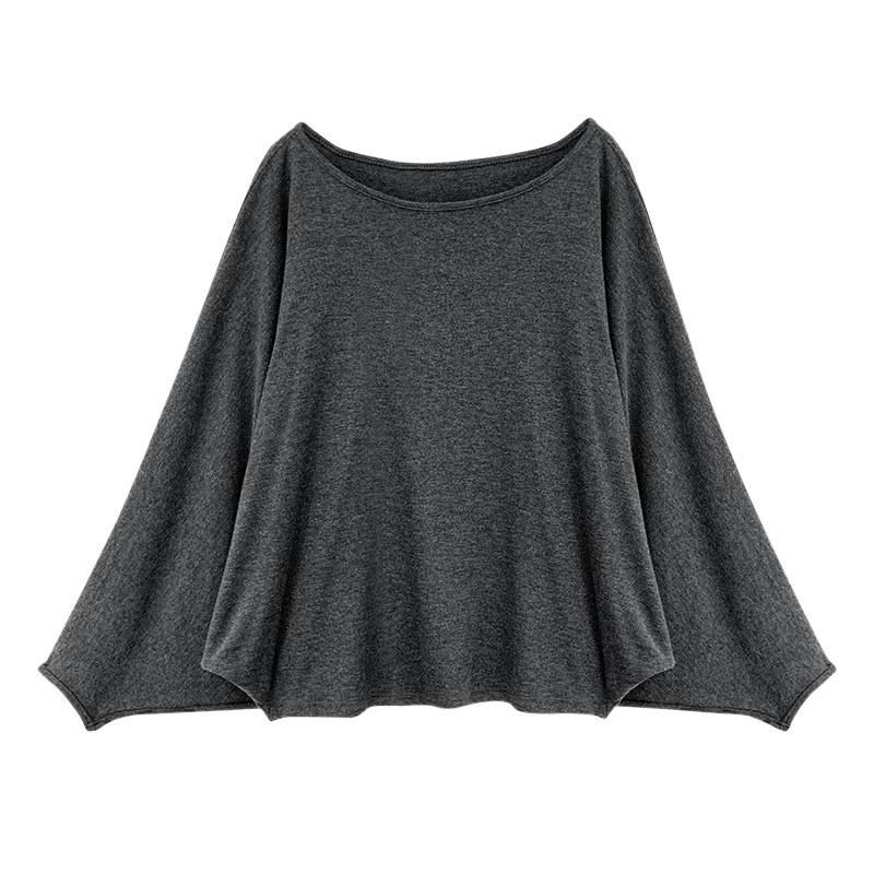 Damen Batwing Ein-Schulter Strick-T-Shirt, Langarm, Herbst/Winter 2026 Locker sitzendes Basisschicht-Oberteil.