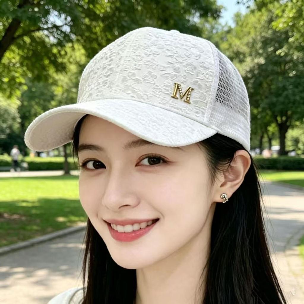Tide lady mesh hat floral breathable baseball cap outdoor sun protection shade cap summer mesh hat