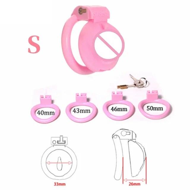Nová růžová klec cudnosti pro muže Sissy Bondage Zařízení pro cudnost Penis Cage Abstinence Lock Ring Penis BDSM Gay SexToys pro dospělé