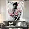 Bad Bunny Star Wall Hanging Printed Fabric Blanket Decorative Tapestries for Bedroom Living Room Home Decor