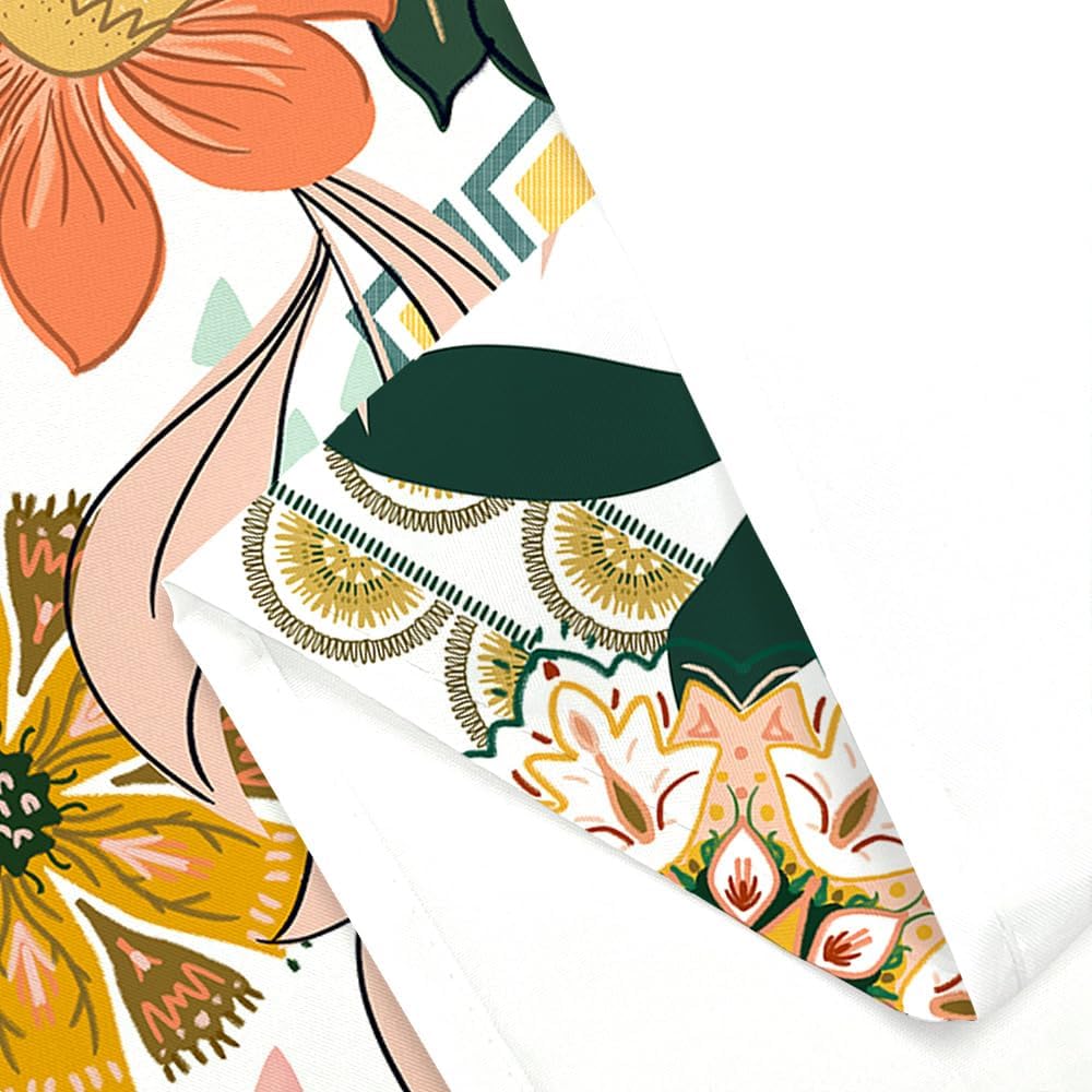 Boho Floral Shower Curtain, Abstract Mid Century Morden Bohemian Decor Bath Curtains, Botanical Flowers Tropical Leaves Waterpro