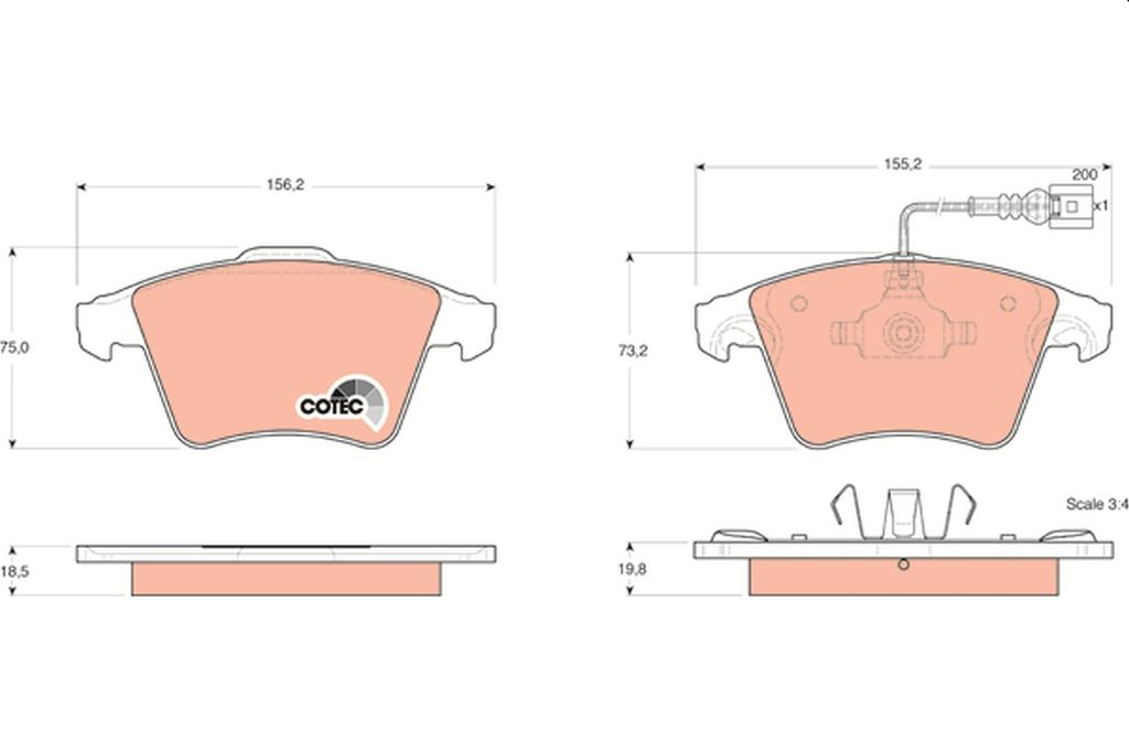Trw Gdb1555 Trw Brake Pads Front