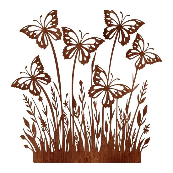 Rusty Flowers Garden Stake, Distressed Metal Flower Yard Art Stake, Retro 2D Flowers Decoration for Yard Lawn Flower Bed