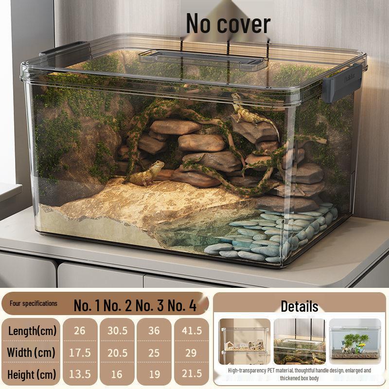 High Clarity Fish Tank & Ecosystem Box for Goldfish, Turtles, Hamsters with Ecological Landscaping Storage