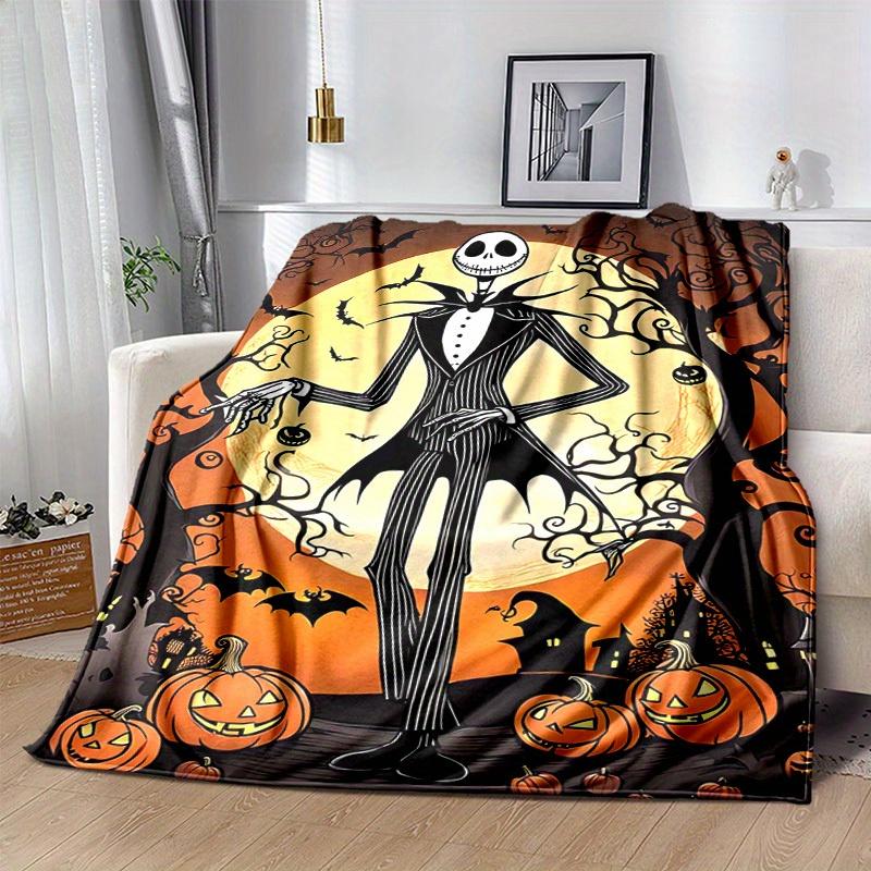 1pc, Jack Skellington Home Decor Blanket: A Cozy Halloween Gift for Your Living Room, Bedroom, or Outdoor Adventures, Flannel Throw Blanket, Perfect f