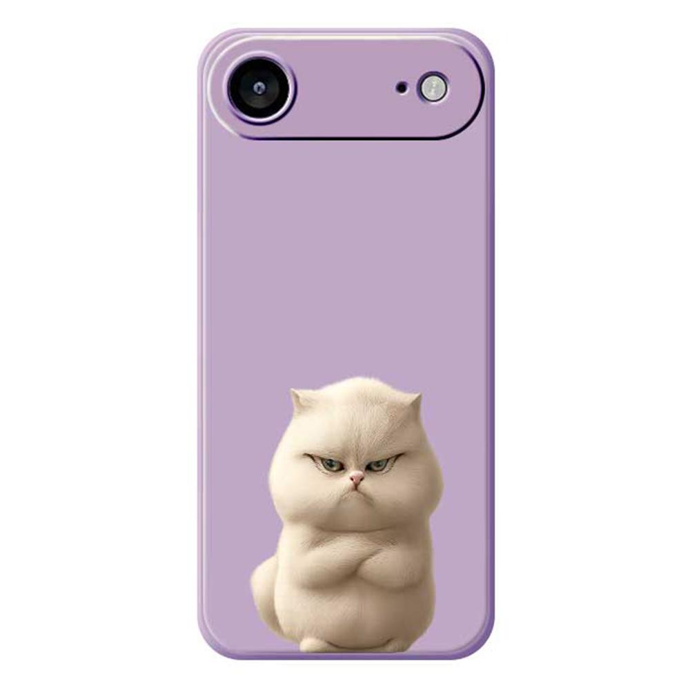 For iPhone 17 Air Case Angry Cat Pattern Printing Straight Edge TPU Phone Back Cover