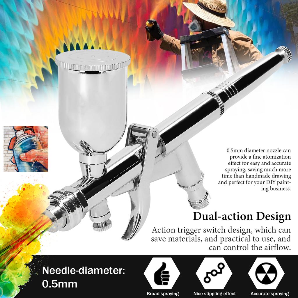 T217 Airbrush Kit 0.5mm Air Brush Set with 15CC Paint Fluids Cups for Car Model DIY Painting Makeup Nail Art Cake