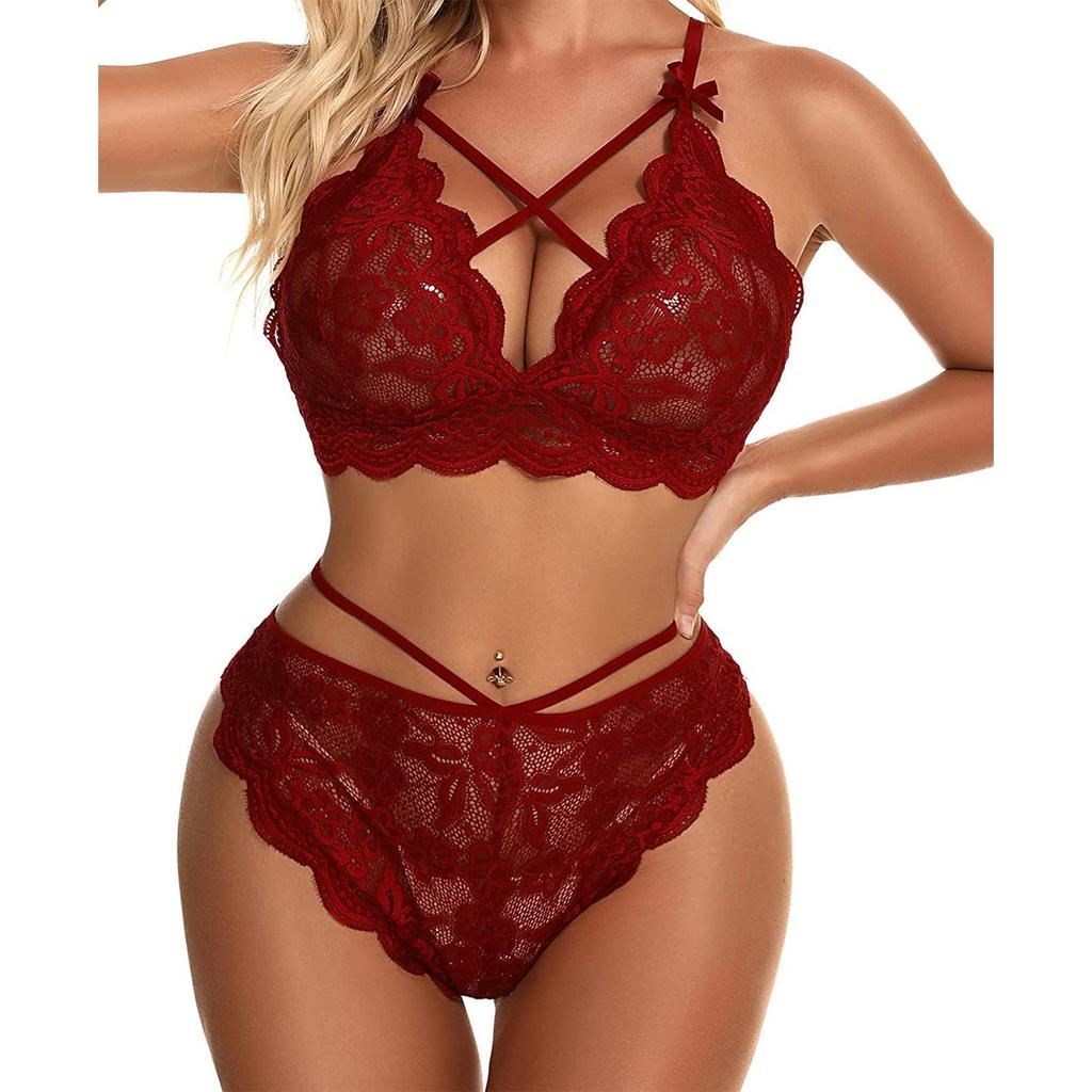 Ladies Strap Lace Crochet Cutout Teddy  Lingerie  Embroidery  Underwear