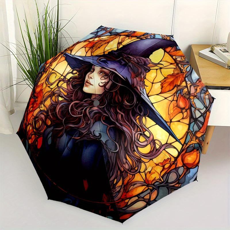 Stained Glass Witch Wall Art Decor  Home Decoration Umbrella Day Gift Y267