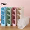 Cosmetic Brush Organizer Slanted Pen Holder with 5 Compartments, Plastic Stationery Storage Organizer, Multipurpose Bin Macaron Colors Space