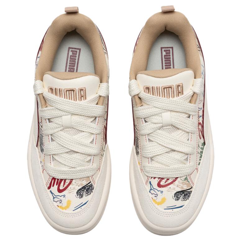 Puma Park Lifestyle Graffiti Moda Versátil Absorción de Impactos Duradero Zapatillas de Skate de Caña Baja Zapatilla Unisex Beige 405258-02