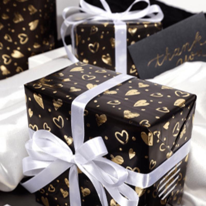 Large Size Black Golden Premium Sense Gift Wrapping Paper, Gift Wrapping Paper For Birthday Valentine's Day Holiday Celebration