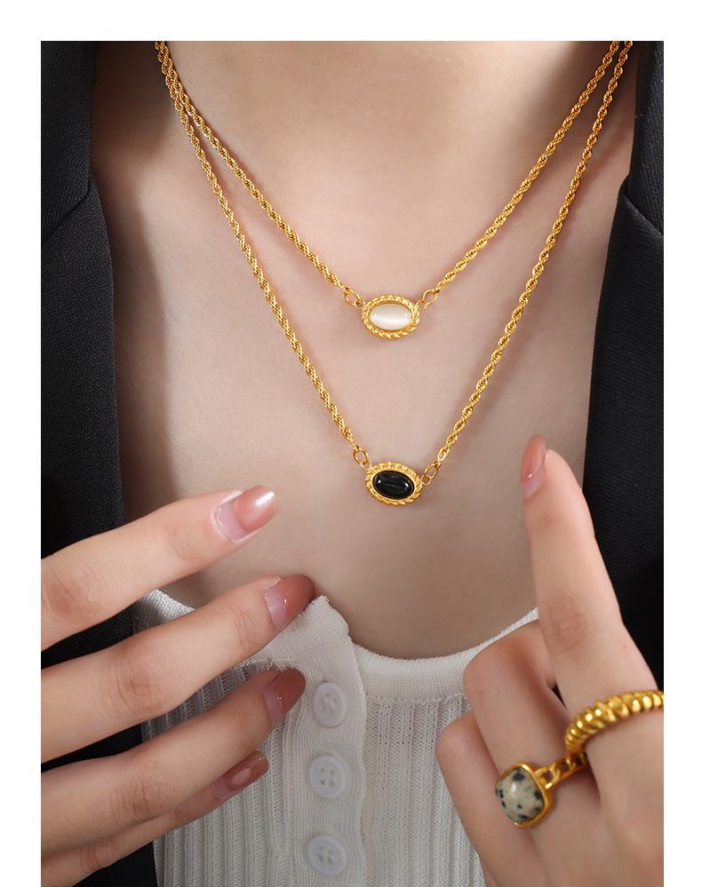 18K Gold Titanium Steel Twist Chain Pendant Necklace - Retro Hip Hop Clavicle Jewelry for Women