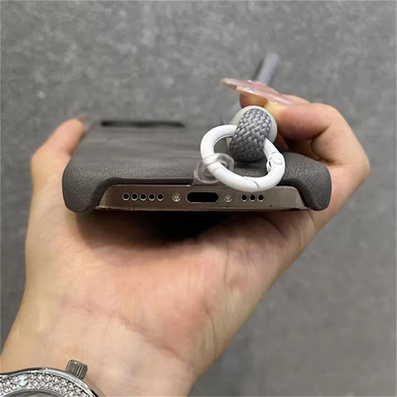 Matte Slot Kartenhalter mit Handgelenk Hand Strap Fall für iPhone 16 15 Plus 13 12 14 Pro Max Kamera Stoßstange Leder Abdeckung