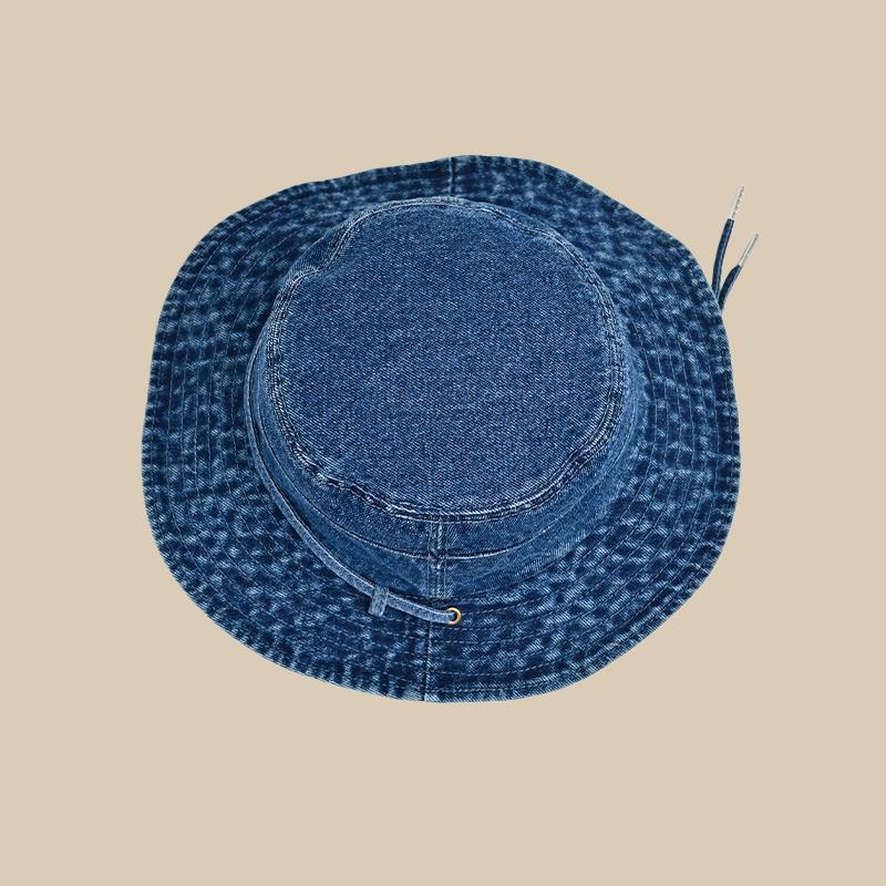 Retro Washed Cotton Denim Bucket Hat - Unisex Fisherman Cap For Women/Men, Spring/Autumn Sunshade With Vintage Distressed New