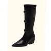 Fashion High Quality Fashion Boots Brown Knee High Boots Women's Shoes Back Zipper Retro Black Motorcycle Boots Fashion Women's Shoes