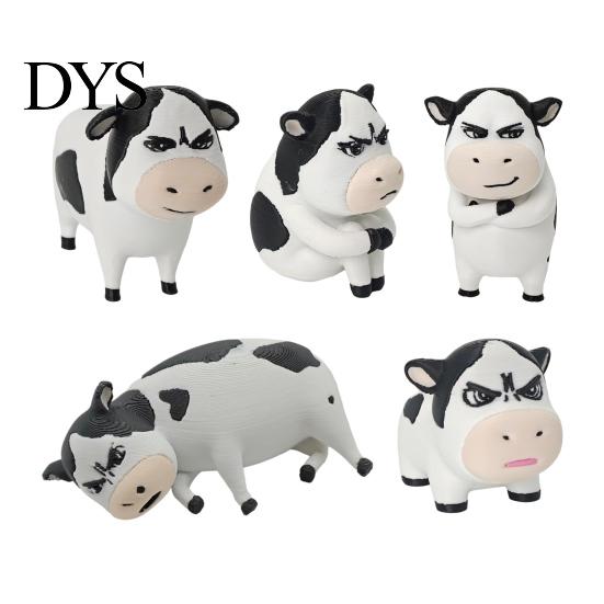 3D Printed Cow Toy Dairy Figurine, Cartoon Cattle Statue for Desk Decor, Figurine Mini Sculpture Home Office, Gift Animal Lovers Accessory