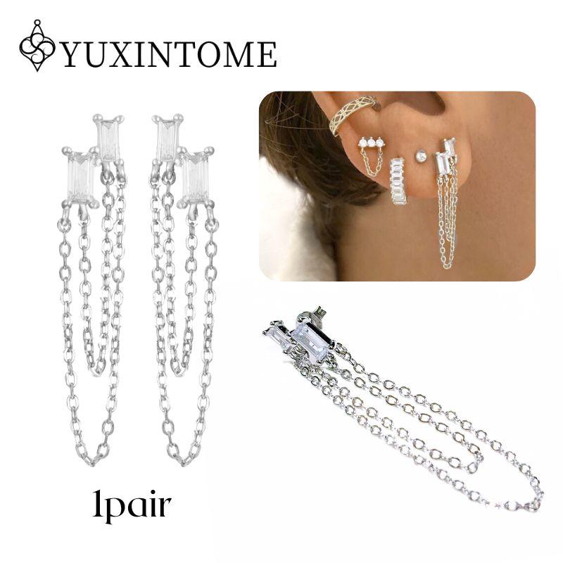 925 Silver Ear Needle Crystal White Zircon Silver Series Tassel Drop Earrings Luxury Fashion Party Jewelry Accessories