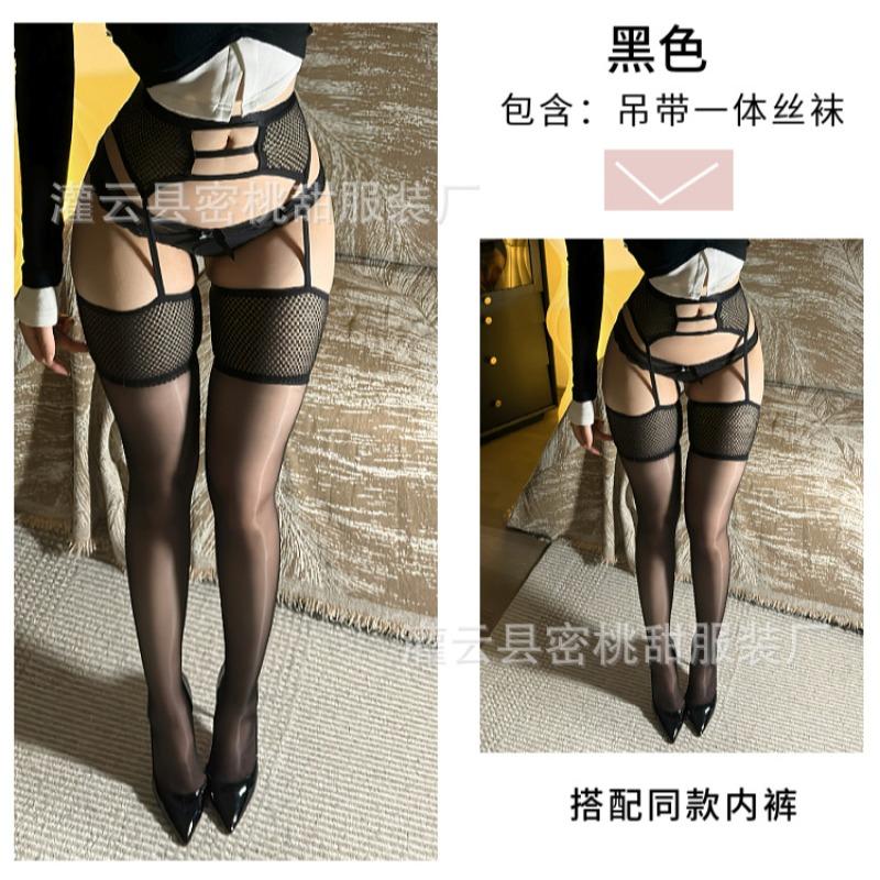 Sexy Stockings Want Purple Stockings To Seduce Sexy Mesh Hollow Suspenders Integrated Socks Pure Oil Bright