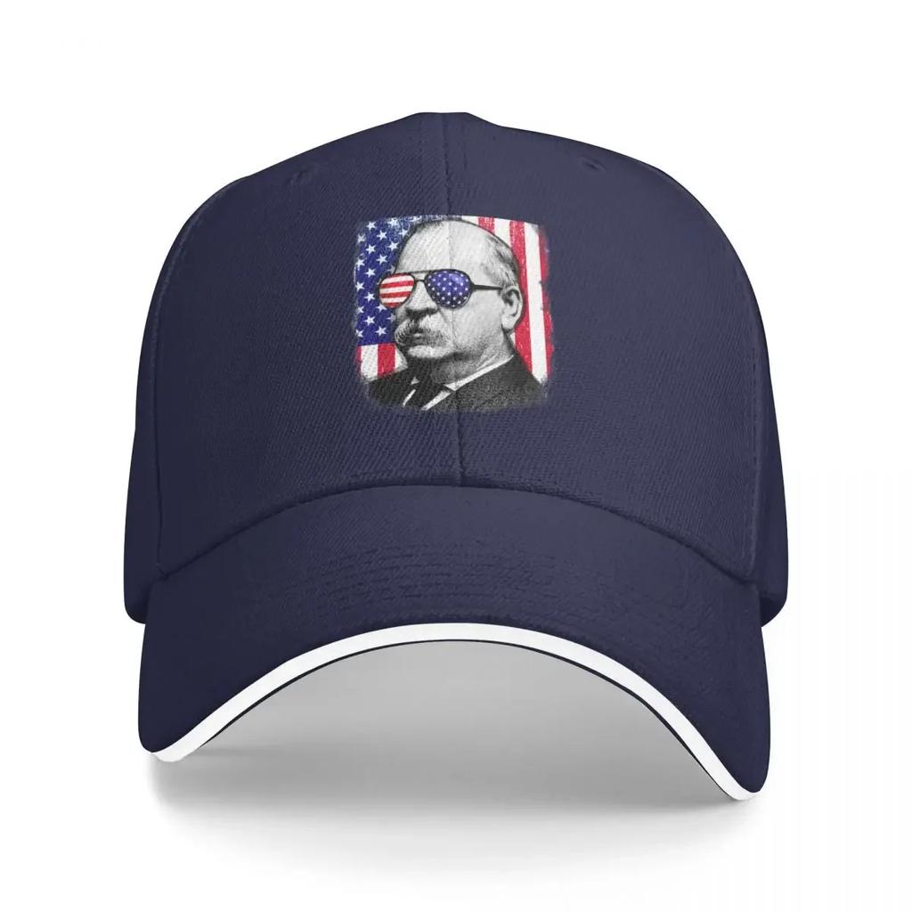 Grover Cleveland US flag TShirt 4th of July Baseball Cap Gentleman Hat Wild Ball Hat Hip Hop Women Hats Men's