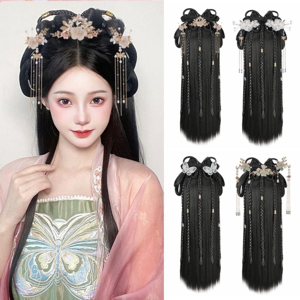 Photography Chinese Ancient Wig Antique Hanfu Wig Headband Hanfu Wig Headdress set  Women