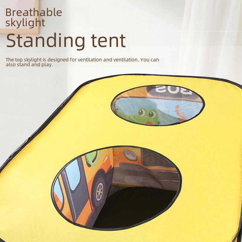 Tenda de Ônibus de Desenho Animado Pop-Up Infantil para Brincadeiras Internas e Externas