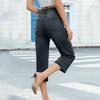 Capris Jeans Femininos de Cintura Alta Jeans Cropped Casual de Perna Larga Com Bolsos