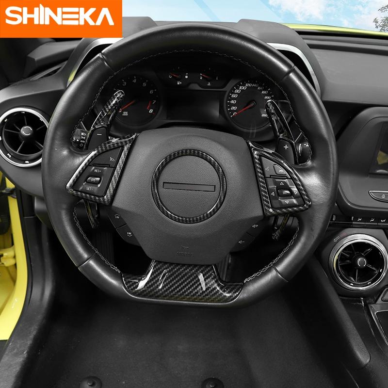SHINEKA Interior Mouldings For Chevrolet Camaro 2017 Up Car Steering Wheel Decoration Cover Trim Sticker Accessories Car