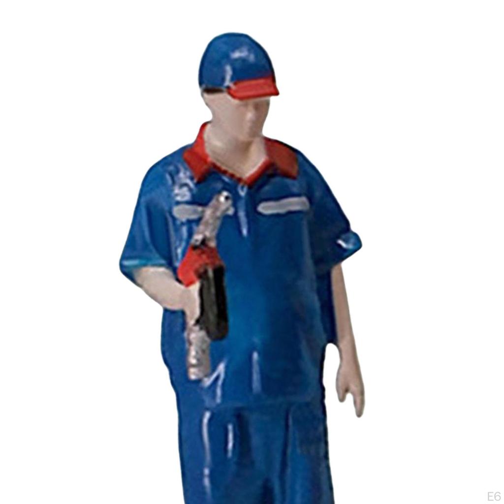Hand Painted 1/64 Miniature Model Gas Station People Figures Diorama Accessories Scenario Children