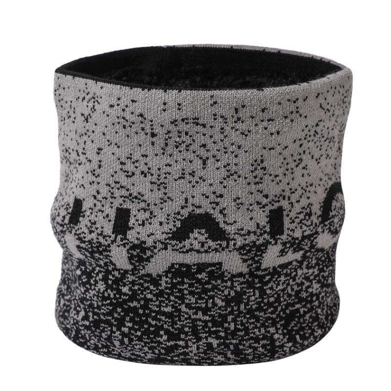 

Winter warm head scarf men and women versatile velvet neck cover gradual change knitted thickened wool letter scarf new one size fits all чёрный