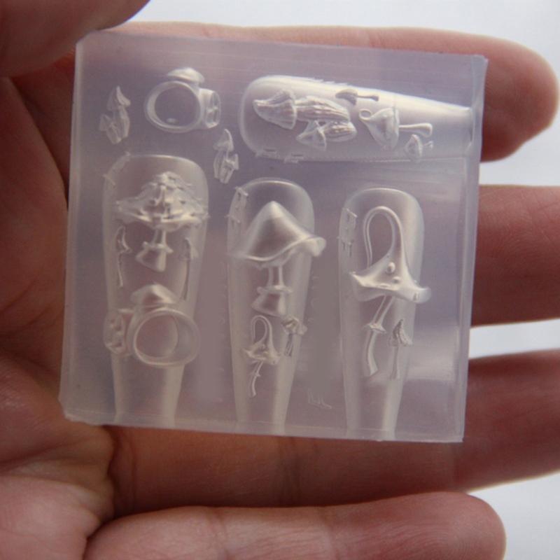 Reusable Nail Casting Mold Nail Charm Silicone Mold Halloween Themed Stereoscopic Carving Nail Art Jewelry Tool