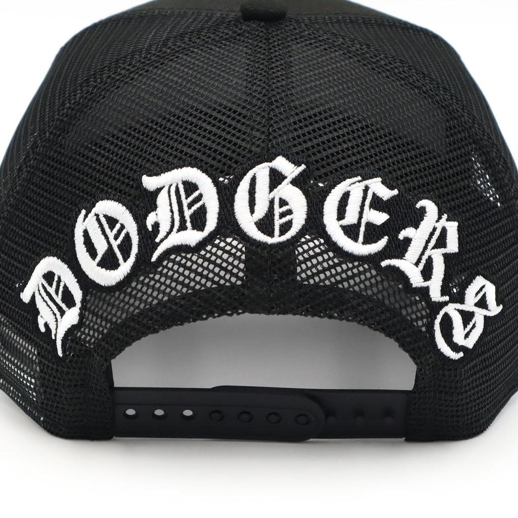 New Era 9FORTY A-Frame Trucker Mesh Cap, MLB Los Angeles Dodgers, LA Black, Letter Arch Paisley Under Visor, ONSPOTZ Exclusive, Free Size Unisex