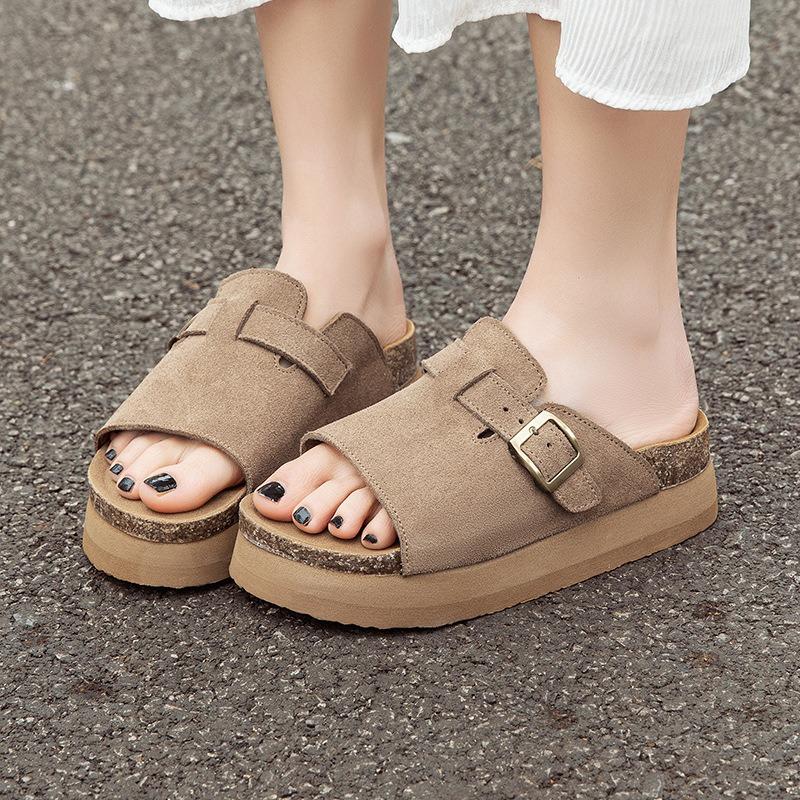 Cool Slippers Women's New Summer Thick-soled Heightening Small One-word Drag Soft-soled Beautiful Beach Sandals