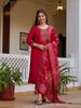 Indian Bollywood Party Wear Chanderi Kurta Pant Dupatta Set Women Designer Ethnic Kurti
