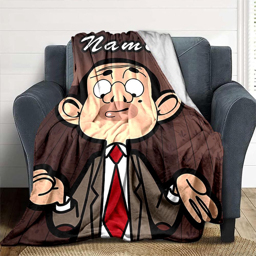 Customiz Name Personality Mr. Bean Blanket Soft &Warm Sofa Office Bed Travel Lunch Break Blanket, Gift Suitable All Seasons