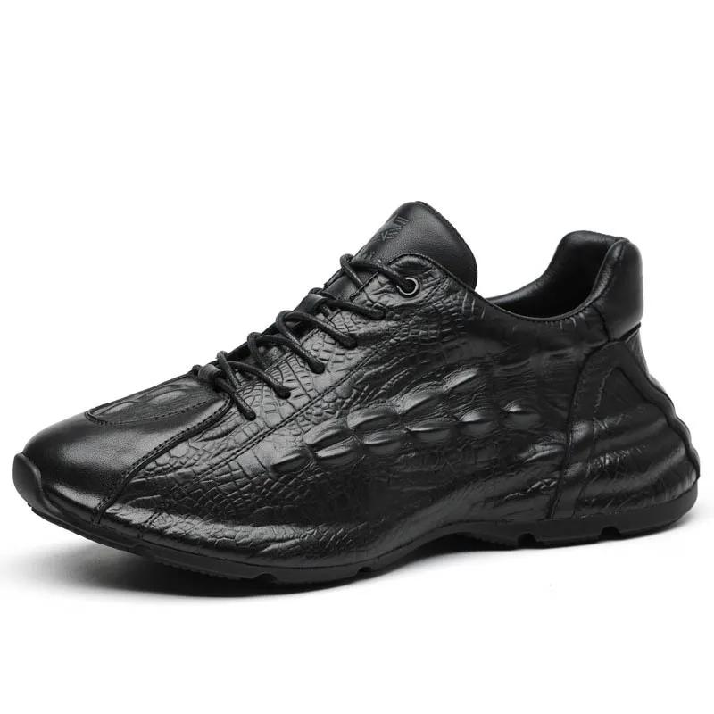Fashion Cow Leather Black Luxury Shoes for Men Spring Autumn New Designer Sports Sneakers Male Retro Fashion Casual Platform Shoes Man