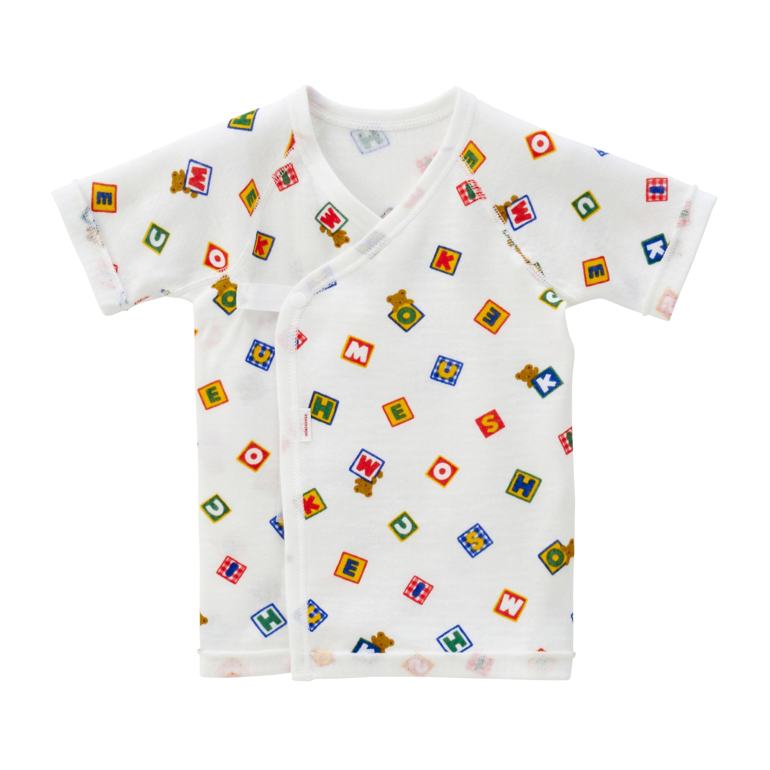 

MIKI HOUSE Baby Short Undershirt, All-Over Print, 100% Cotton, Made in Japan, for Boys and Girls, Newborn, 40-2120-142, 60-70cm, Multicolor