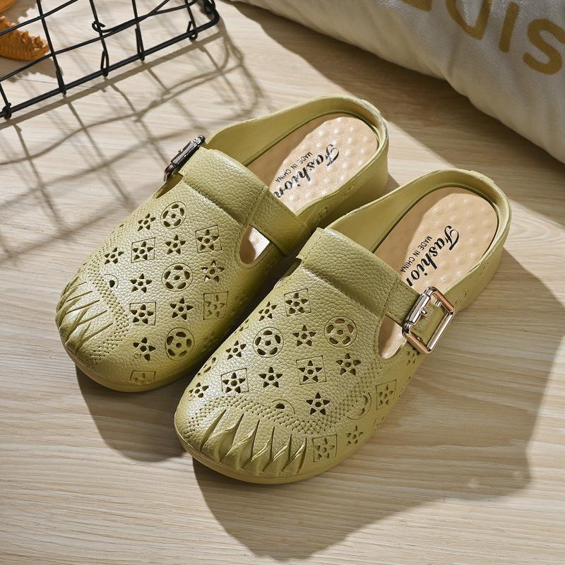 Mode Nya Dam Casual Skor Tofflor Anti-halk Fusk Läder Mellanhäl Ingen Öppen Tå Mjuka och Bekväma