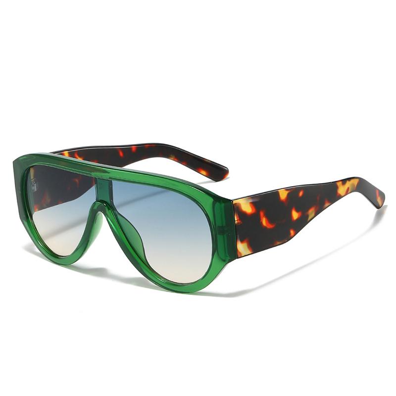 SHAUNA Gafas de Sol de Piloto Oversize de Moda para Mujer Retro de Una Sola Pieza Tonos Rojos Verdes UV400 para Hombre Gafas de Sol Degradadas