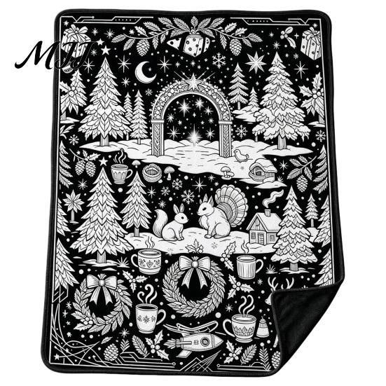 Unique Creative Celebration Gifts Christmas DIY Coloring Blanket for Adults And Kids, Color Your Own Blanket, 59" x 51" Soft Cozy Polyester