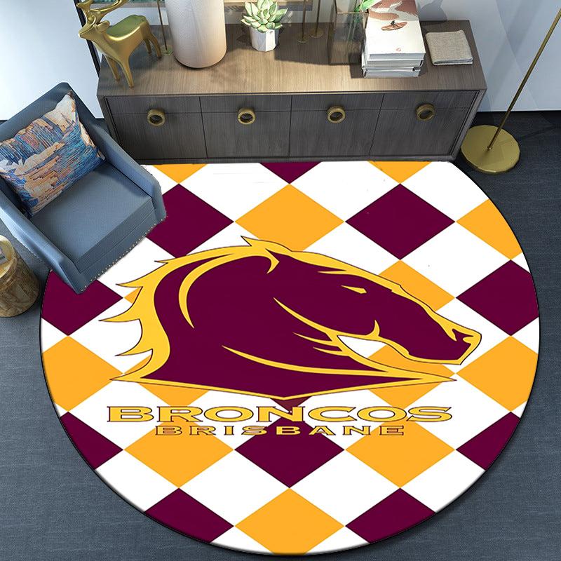 Brisbane Broncos Round Rug for Livingroom,Bedroom, Palyroom, Chair Rug, Area rug, Circle Carpet, Fan Christmas gift