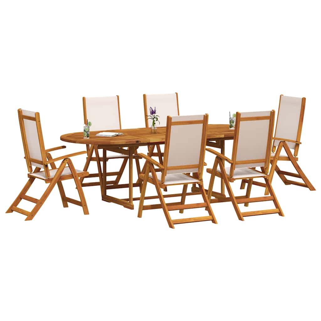 Vidaxl 7-Cz. Garden Furniture Set, Solid Acacia Wood and Textilene