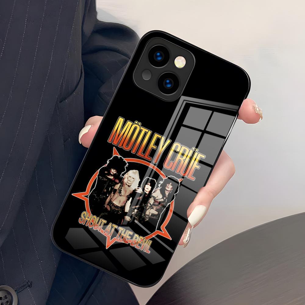 M-Motley C-Crue Band Phone Case For IPhone 17 Pro Max 15 Pro 16 14 Plus 12 13 Mini 11 Pro Shockproof Glass Cover