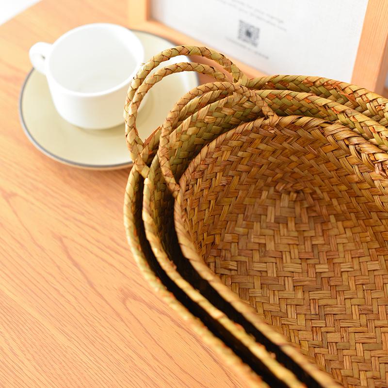 Rustic Woven Rattan Fruit & Snack Organizer Basket