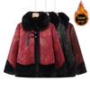Winter Warm Grandma Fleece Coat: Thick, Fur-Lined Leather for Elderly Women 70+
