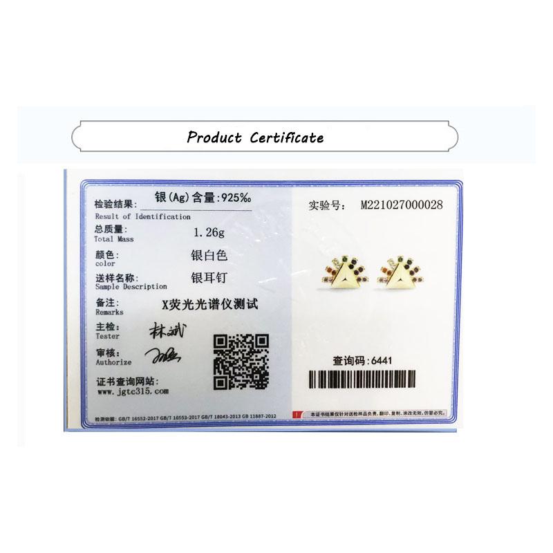 Exquisite Yellow S925 Silver Earrings for Women Fashion Party Jewelry Geometric Zircon Earrings Triangle Earrings Sterling Silver Earrings