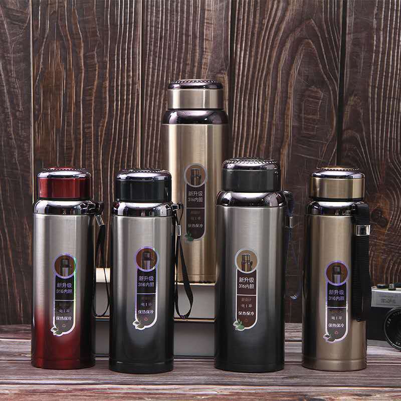 Large Capacity Multi-function Thermos Cup 1000ml Vacuum Flasks Portable Stainless Steel Thermos Cup Water Bottle Travel Tea Mug Office Thermos Cup