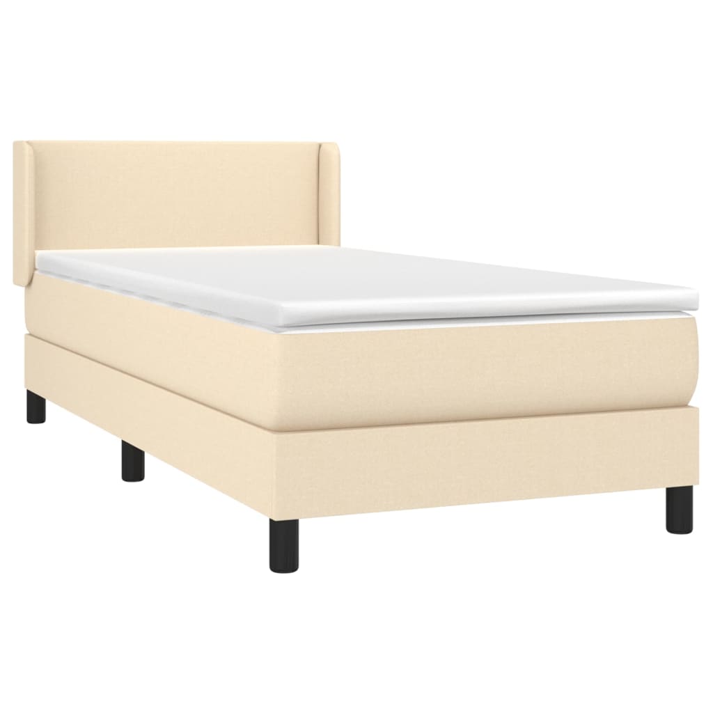 Vidaxl Letto Continentale Con Materasso, Crema, Tessuto, 90X200 Cm